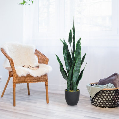 Costway 93cm Artificial Snake Plant Faux Sansevieria Fake Agave Potted Plant Home Office Decoration - 4