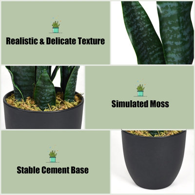Costway 93cm Artificial Snake Plant Faux Sansevieria Fake Agave Potted Plant Home Office Decoration - 7