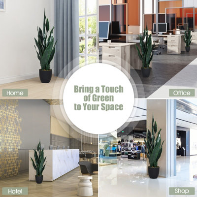 Costway 93cm Artificial Snake Plant Faux Sansevieria Fake Agave Potted Plant Home Office Decoration - 8