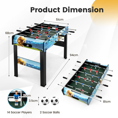 Costway 94cm Foosball Table Tabletop/Freestanding Soccer Game Table with Removable Legs