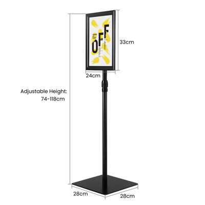 Costway A4 Sign Stand Adjustable Aluminum Poster Holder Floor Standing Snap Frame