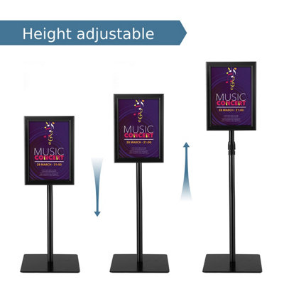 Costway A4 Sign Stand Adjustable Aluminum Poster Holder Floor Standing Snap Frame - 3