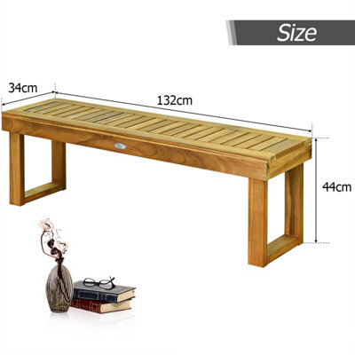 Costway Acacia Wood Patio Bench Outdoor Dining Bench Backless Farmhouse Bench - 3