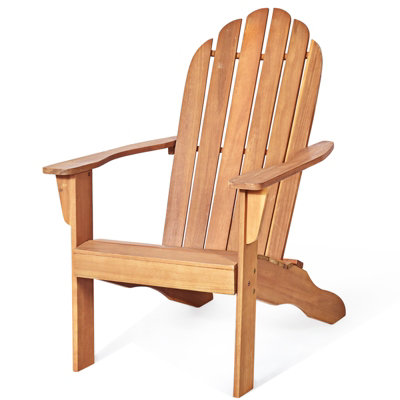 Costway Adirondack Chair Acacia Wood Adirondack Lounger Chair w/ Slatted Seating