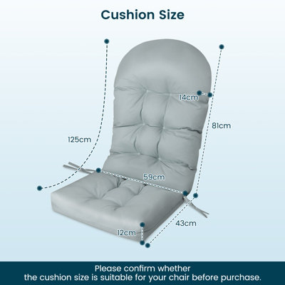 Costway Adirondack Chair Cushion High Back Rocking Chair Cushion Thick Tufted Seat Pad