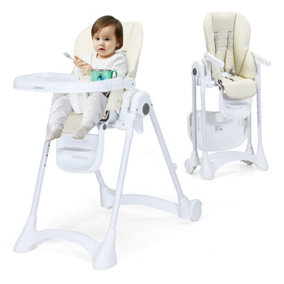 Costway Adjustable Baby High Chair Foldable Reclining Infant Highchair Removable Trays