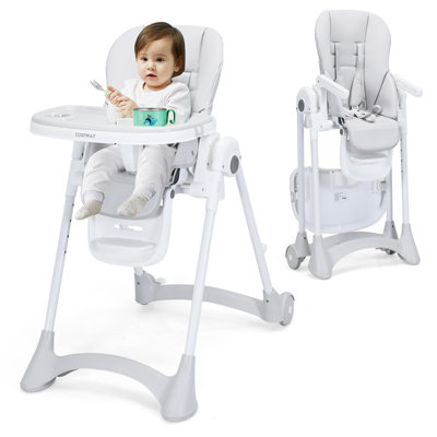 Costway Adjustable Baby High Chair Foldable Reclining Infant Highchair Removable Trays