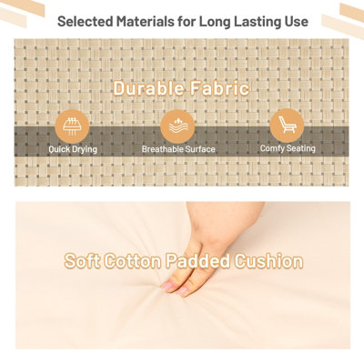 Costway Adjustable Beach Chaise Lounger Deck Chair W/ Soft Mattress & Removable Pillow - 6