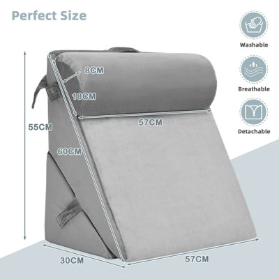 Costway Adjustable Bed Rest Pillow Back Support Wedge Pillow w/ Detachable Headrest Memory Foam Fill Soft Washable Cover