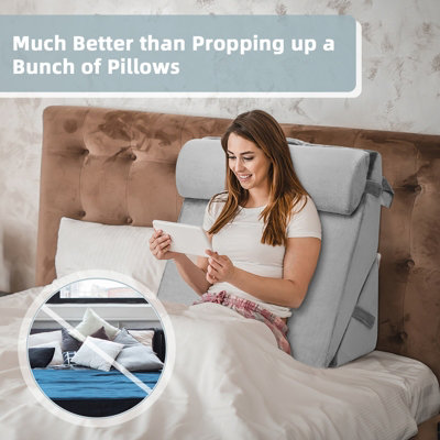 Costway Adjustable Bed Rest Pillow Back Support Wedge Pillow w/ Detachable Headrest Memory Foam Fill Soft Washable Cover - 3