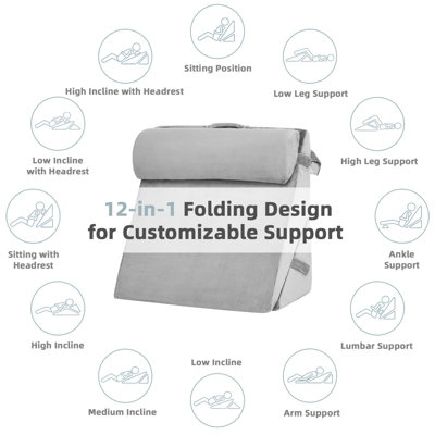 Costway Adjustable Bed Rest Pillow Back Support Wedge Pillow w/ Detachable Headrest Memory Foam Fill Soft Washable Cover - 5