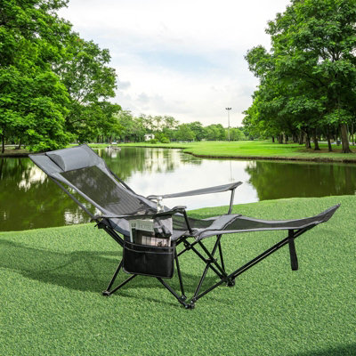 Costway Adjustable Camping Lounge Chair Portable Reclining Beach Chair W Footrest