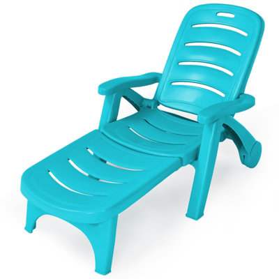Costway Adjustable Chaise Lounge Chair Outdoor 5-Posistion Recliner-Turquoise