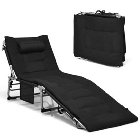 Costway Adjustable Chaise Lounger Deck Lounge Chair W/ Soft Mattress & Removable Pillow