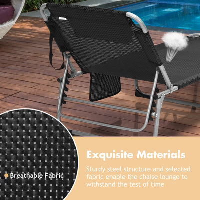 Costway Adjustable Chaise Lounger Deck Lounge Chair W/ Soft Mattress & Removable Pillow - 5