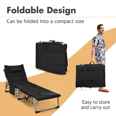 Costway Adjustable Chaise Lounger Deck Lounge Chair W/ Soft Mattress & Removable Pillow - 6