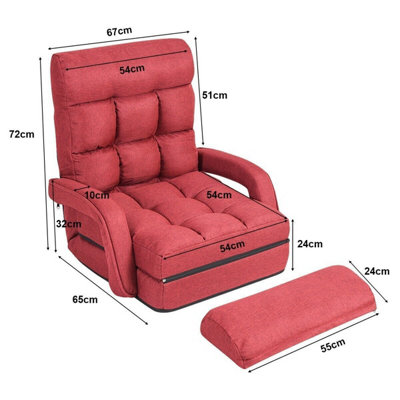 COSTWAY Relaxliege Foldable Floor Chair with Adjustable Backrest, Floor Lounger with Sleeping Function, Floor Sofa, Floor Chair for Gaming, Sleeping