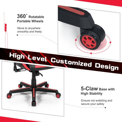 Costway Adjustable Height 360 Degrees Swivel Computer Gamer Chair ...