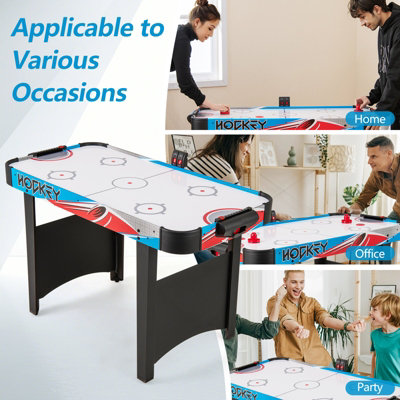 Set De Hockey De Aire | 4 Mazos De 96 Mm + 8 Discos | Rojo Y Azul | Para Mesa Casera