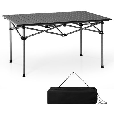 Costway Aluminum Folding Camping Table Roll Up Portable Picnic Table