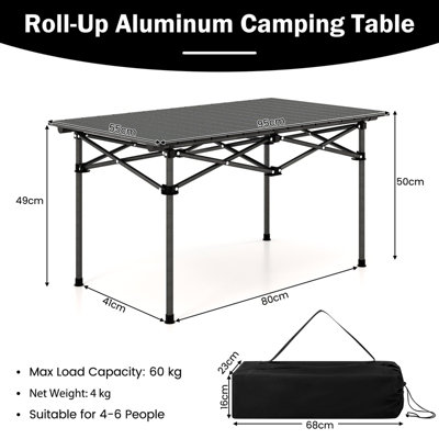Costway Aluminum Folding Camping Table Roll Up Portable Picnic Table with Carrying Bag