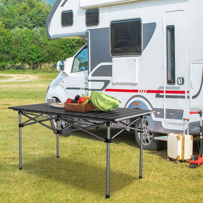 Costway Aluminum Folding Camping Table Roll Up Portable Picnic Table with Carrying Bag - 4