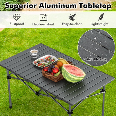 Costway Aluminum Folding Camping Table Roll Up Portable Picnic Table with Carrying Bag - 5