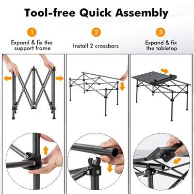 Costway Aluminum Folding Camping Table Roll Up Portable Picnic Table with Carrying Bag - 6