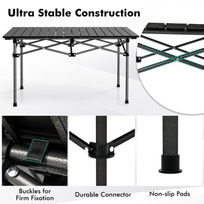 Costway Aluminum Folding Camping Table Roll Up Portable Picnic Table with Carrying Bag - 7