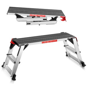 Costway Aluminum Folding Hop Up Work Platform Step Up Bench Ladder Stool w/ Safety Lock
