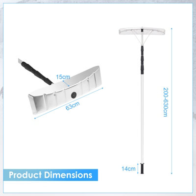 Costway Aluminum Snow Roof Rake 200cm to 630cm Telescoping Snow Removal Tool w/ Blade - 3