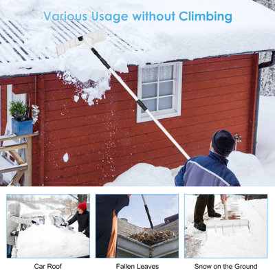 Costway Aluminum Snow Roof Rake 200cm to 630cm Telescoping Snow Removal Tool w/ Blade - 4