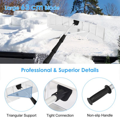 Costway Aluminum Snow Roof Rake 200cm to 630cm Telescoping Snow Removal Tool w/ Blade - 7