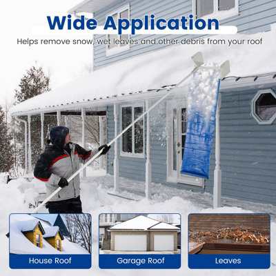 Costway Aluminum Snow Roof Rake Adjustable Snow Removal Tool Widened Head Design 6M - 5
