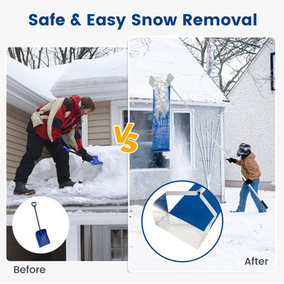 Costway Aluminum Snow Roof Rake Adjustable Snow Removal Tool Widened Head Design 6M - 6