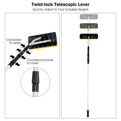 Costway Aluminum Snow Roof Rake Telescoping Snow Shovel Durable Multi-tool W/ Large Blade - 6
