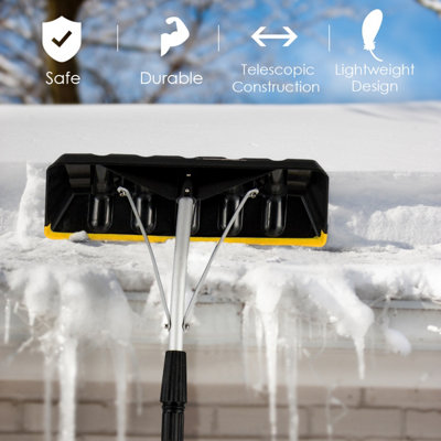 Costway Aluminum Snow Roof Rake Telescoping Snow Shovel Durable Multi-tool W/ Large Blade - 7