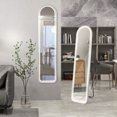 Costway Arch Full Length Mirror 3 Color Lighting Aluminum Frame Mirror Standing/Wall Mounted