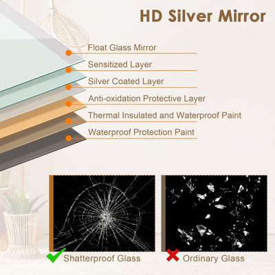 Costway Arch Full Length Mirror 3 Color Lighting Aluminum Frame Mirror Standing/Wall Mounted