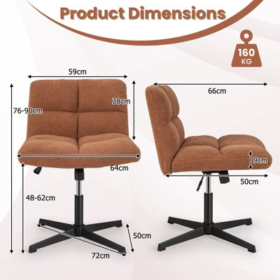 Costway Armless Home Office Chair Swivel Desk Chair Height Adjustable Task Vanity Chair