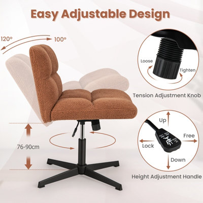 Costway Armless Home Office Chair Swivel Desk Chair Height Adjustable Task Vanity Chair