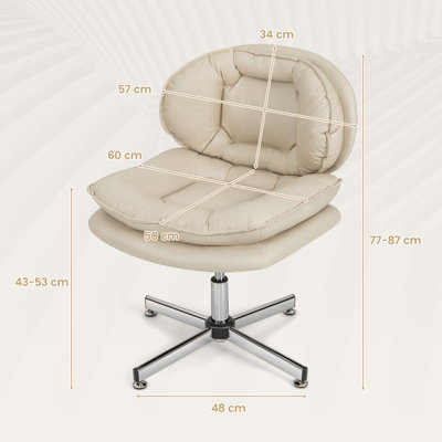 Costway Armless Home Office Chair Upholstered Swivel Computer Chair Height Adjustable Vanity Chair