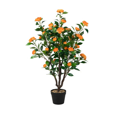 Costway Artificial Camellia Tree Fake Camellia Plant 37 Flowers ...