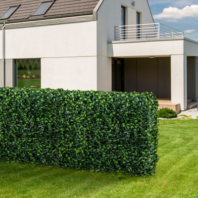 COSTWAY Artificial Plant Wall Fake Privacy Fence Plant Block Decoration ...