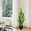 Costway Artificial Snake Plant Fake Sansevieria Faux Agave Fake Plant w/ Stable Pot