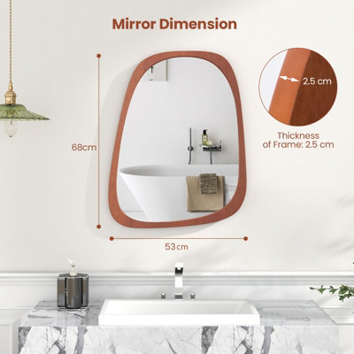 Costway Asymmetrical Mirror HD Odd Shaped Decorative Wall Mirror Irregular Shape for Bathroom Entryway - 3