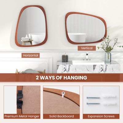 Costway Asymmetrical Mirror HD Odd Shaped Decorative Wall Mirror Irregular Shape for Bathroom Entryway - 7