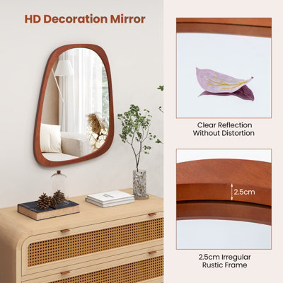 Costway Asymmetrical Mirror HD Odd Shaped Decorative Wall Mirror Irregular Shape for Bathroom Entryway - 8