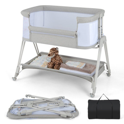 COSTWAY Baby Bedside Crib Folding Sleeper Bassinet Cot Bed Portable 7 ...