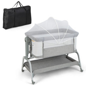Costway Baby Bedside Crib Newborn Infant Sleeper Bassinet Cot Bed w/ 6 Adjustable Height